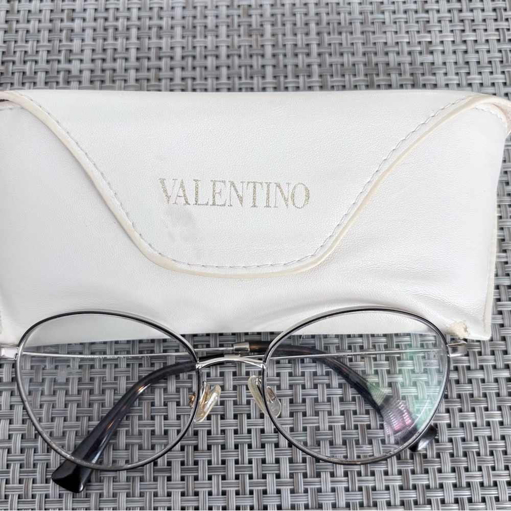 Valentino Silvertone Rim Semi Cat Eye RX Eyeglass Frames ONLY